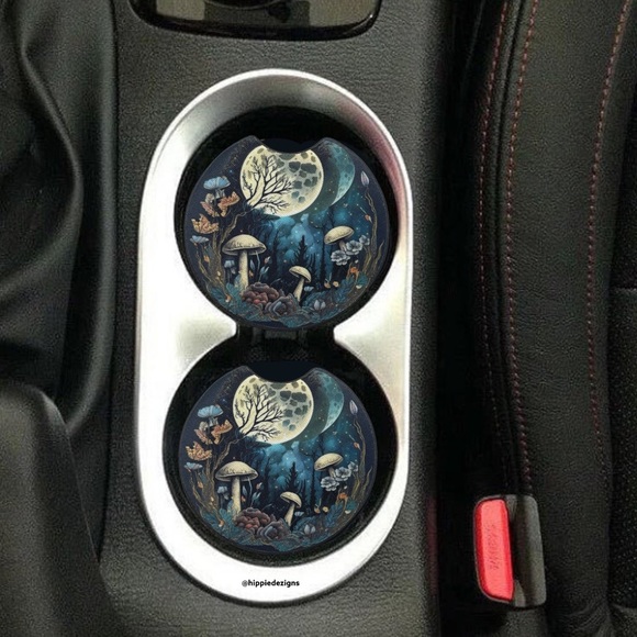 Hand Crafted Mushroom Night Car Coaster 2 Pack - Picture 3 of 7